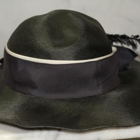 ADOLFO Green Wide Brim Feathered Hat main image 5